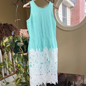 Tiffany Blue Dress with White Lace Hem
